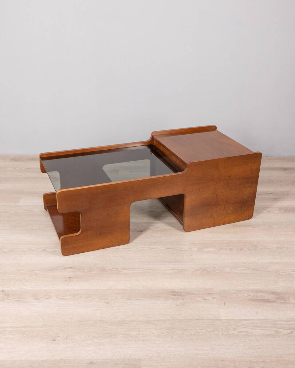 Vintage 70s wooden living room bar table Italian design