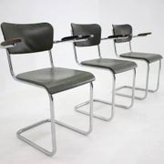 Set of three Bauhaus chrome dining chairs by Mauser, 1940s