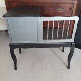 Black and grey solid wooden bench