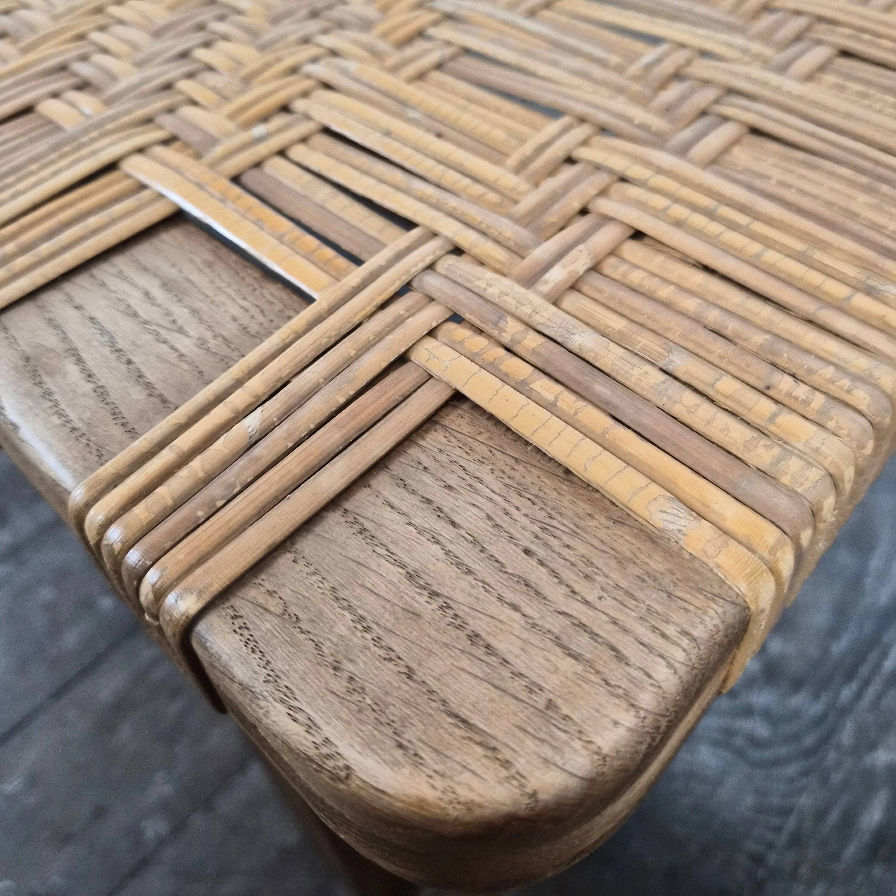 Rattan and oak bench by Børge Mogensen, 1960