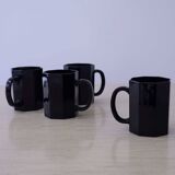 4 black "Octime" Arcoroc mugs