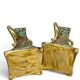Art Nouveau, two barbotine vases from Onnaing around 1920.