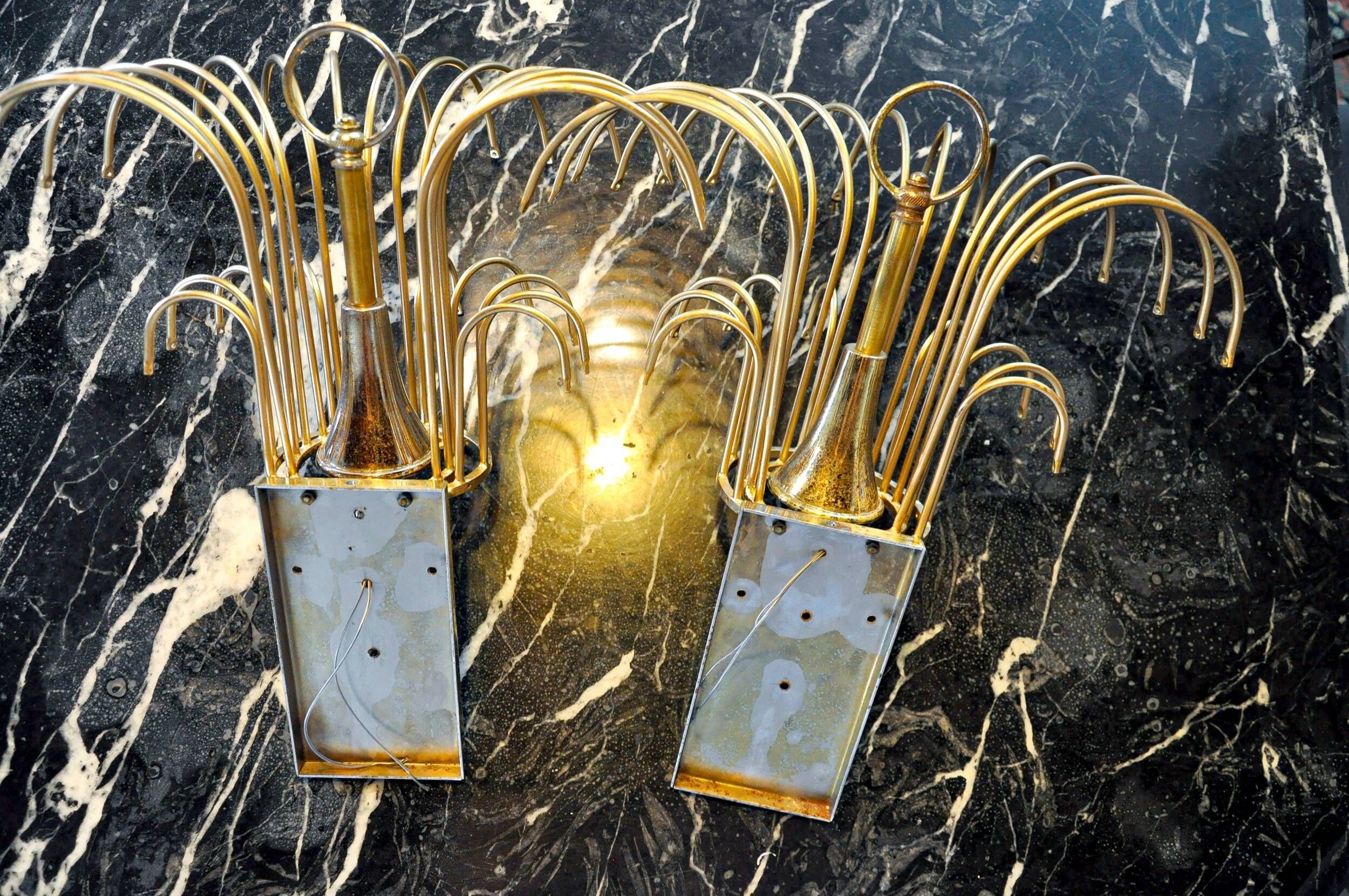 Pair of Venini "drops" wall lights, 3 levels, murano glass, Italy, 1970