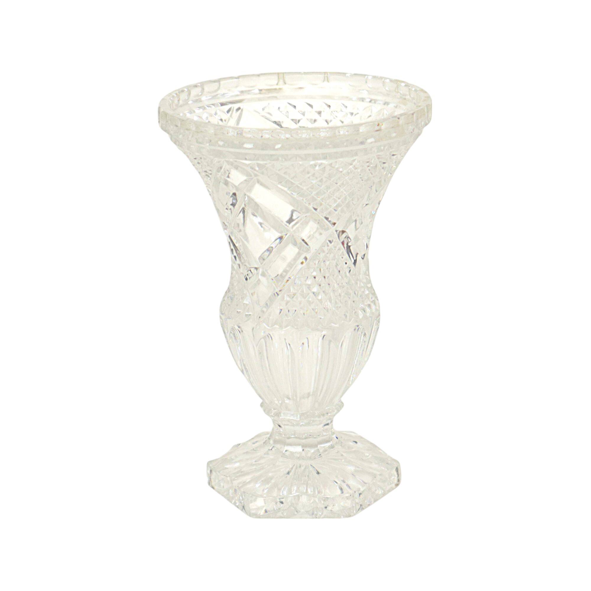 Vintage Vase Bohemian Crystal Diamond Pattern Medici 23cm
