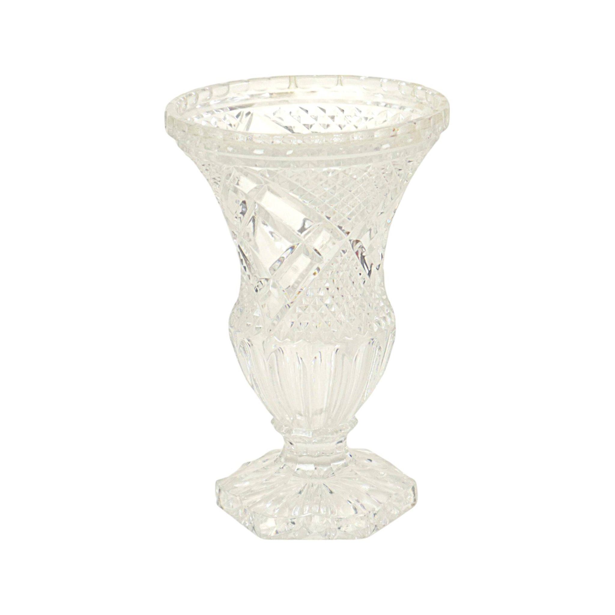 Vintage Vase Bohemian Crystal Diamond Pattern Medici 23cm