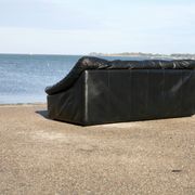 De Pas, D'Urbino and Lomazzi sofa, France, 1980s, black leather, Cinna