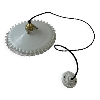 Vintage pendant light in serrated opaline