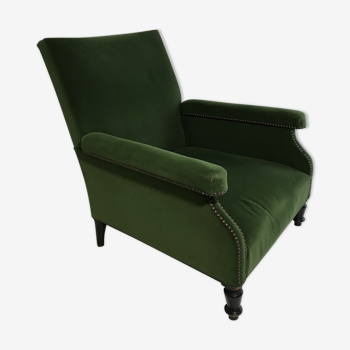 Shepherd's chair, green velvet, Napoleon III, toad