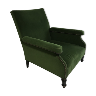 Shepherd's chair, green velvet, Napoleon III, toad
