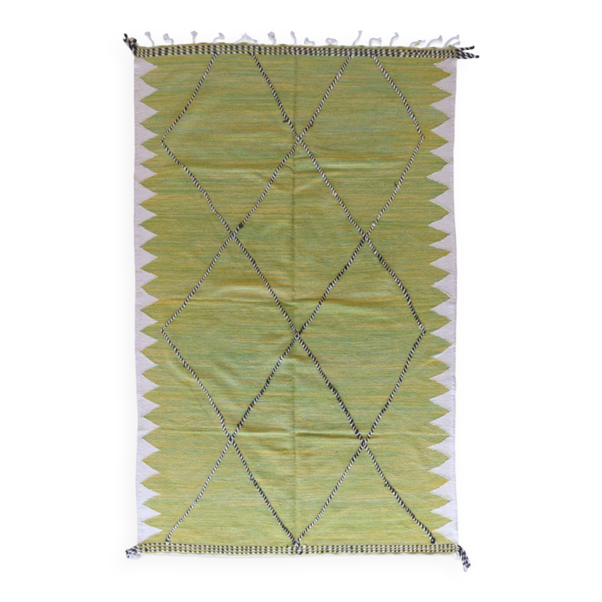 Lime green Kilim rug - 307 x 196 cm