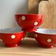 3 porcelain bowls Longchamp red pea white