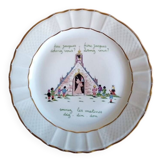 Bernardaud Limoges - plate - nursery rhyme brother Jacques