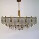 Pair of two XXL large brass and glass chandeliers by Kamenicky Senov/Preciosa, 1970s