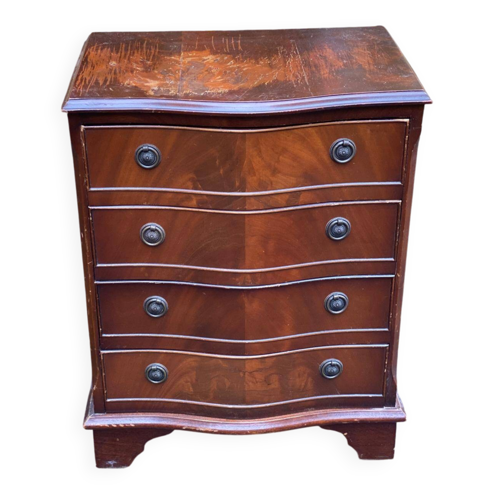 English chest of drawers in dark wood with 4 drawers, 70cm