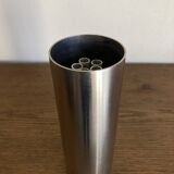 Space Age 1970s brushed steel flower vase