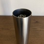 Space Age 1970s brushed steel flower vase