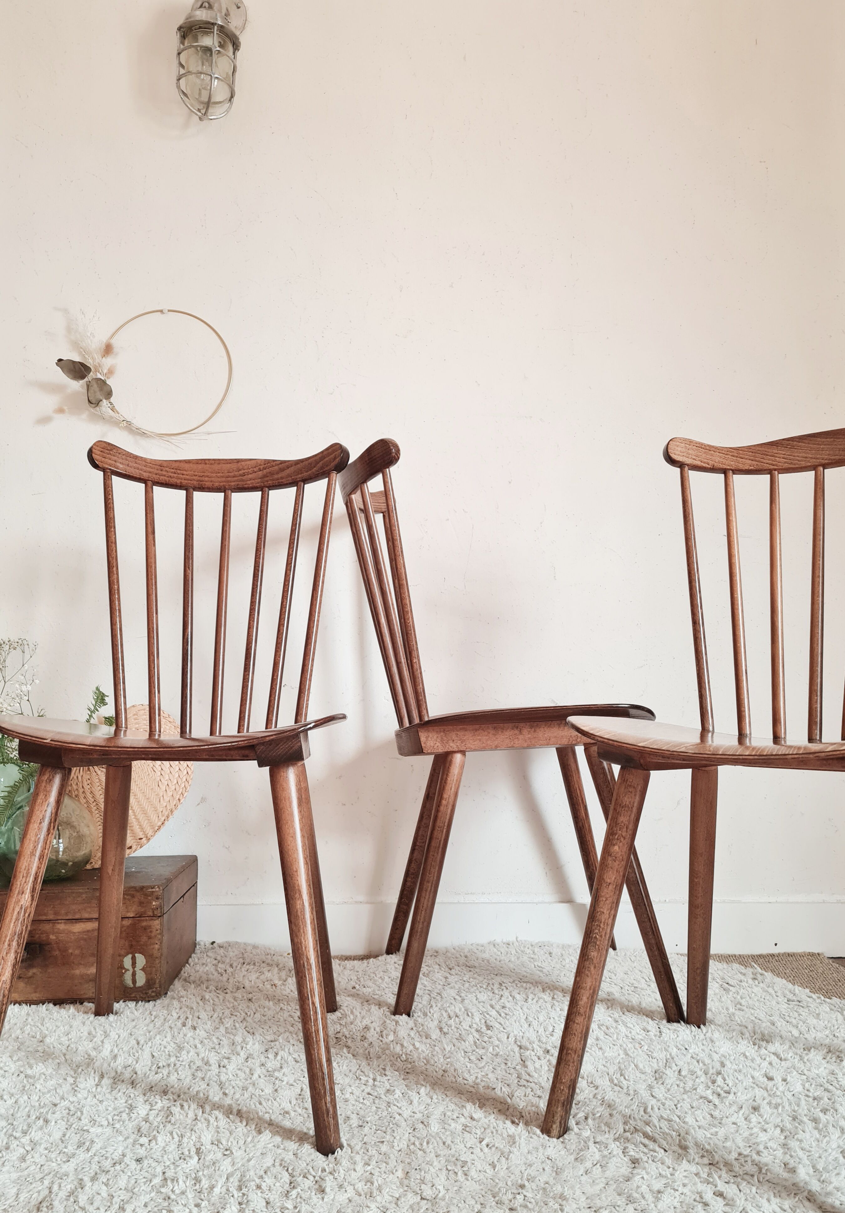 3 wooden trio bistro chairs No. 740 Baumann