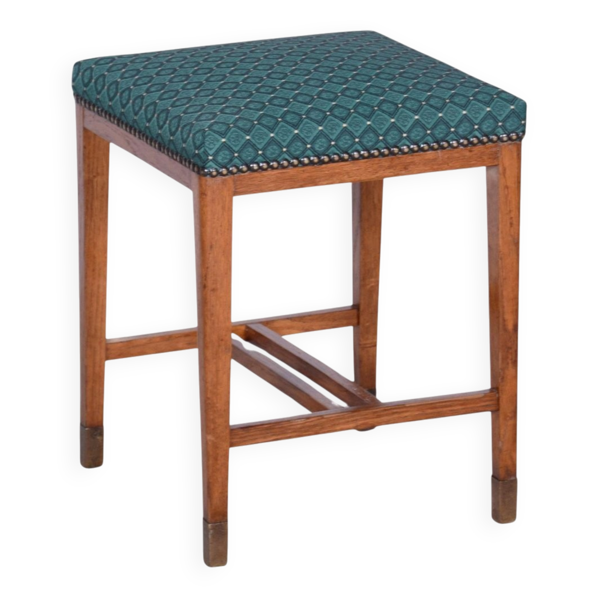Art Deco Stool in Oak & Upholstery, Czech, 1930s