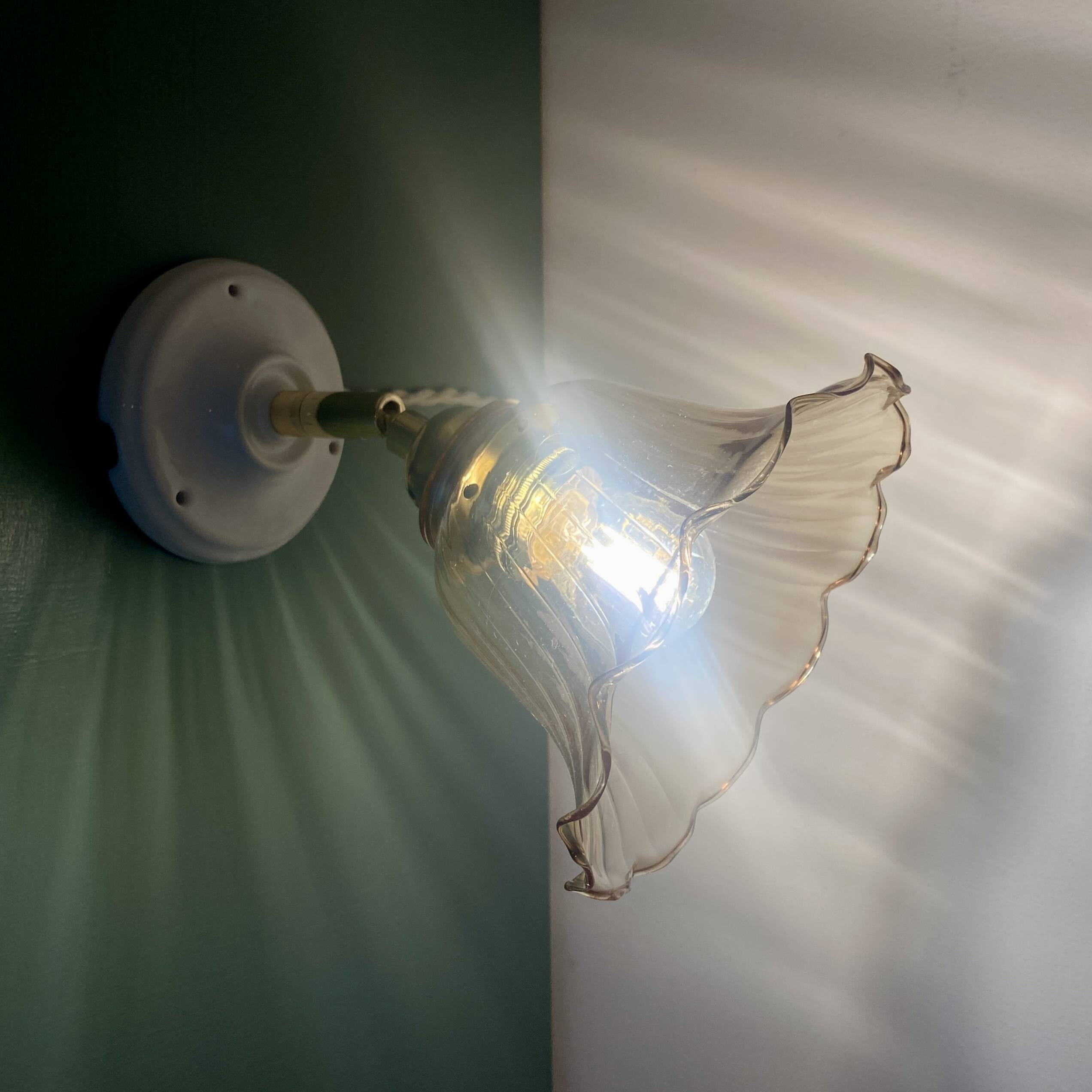 Vintage tulip wall light in amber glass