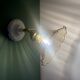 Vintage tulip wall light in amber glass