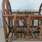 Wicker and bamboo magazine rack
