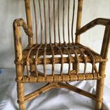 Vintage wicker and rattan children's armchair