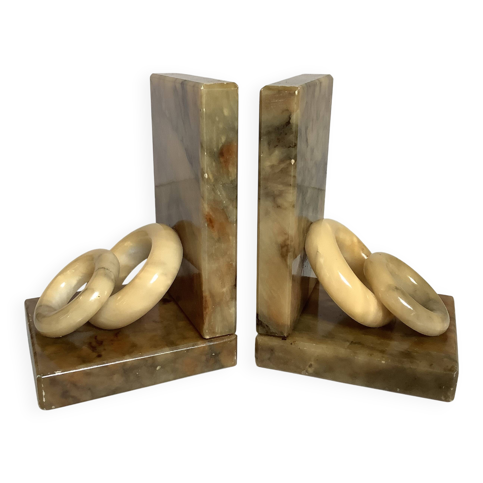 Pair of onyx marble ring bookends