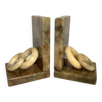 Pair of onyx marble ring bookends