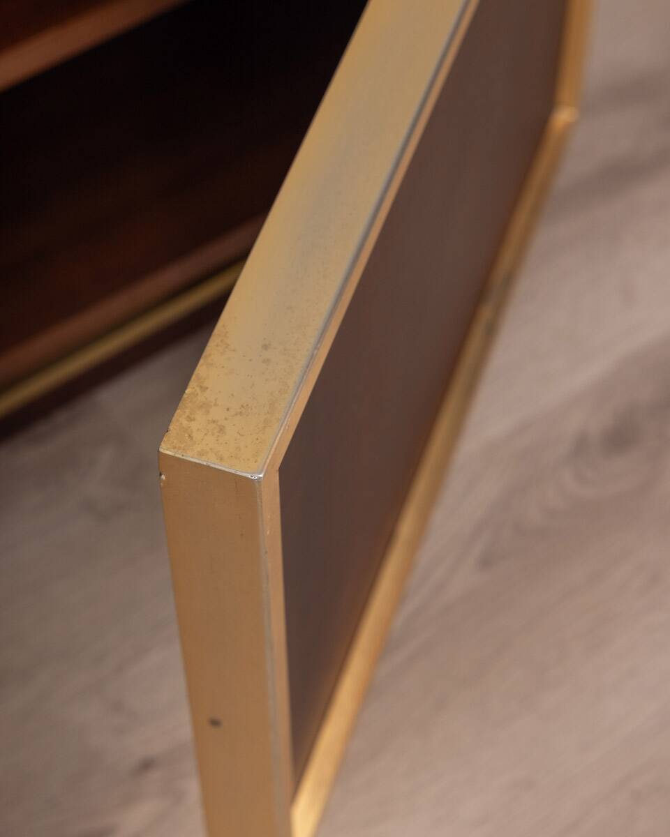 Paire de tables de chevet vintage années 50 en laiton et bois design italien