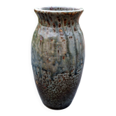 Large blue ceramic vase in baluster shape