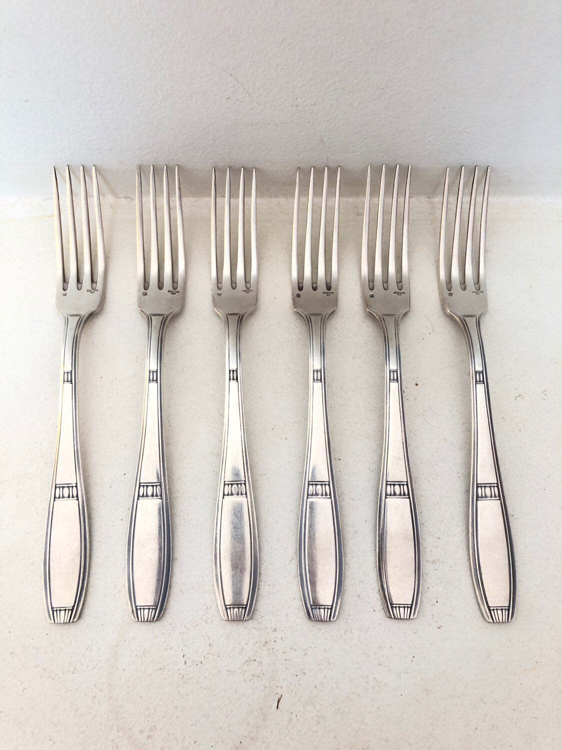 6 ercuis forks, silver metal, 1930