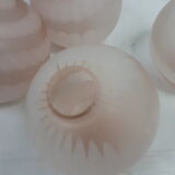 Lot of 4 globes vintage glass opaline 1960 pink
