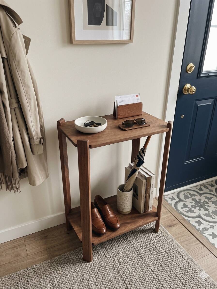 Table d’appoint sculpturale en bois massif – Ligne minimaliste - 1940