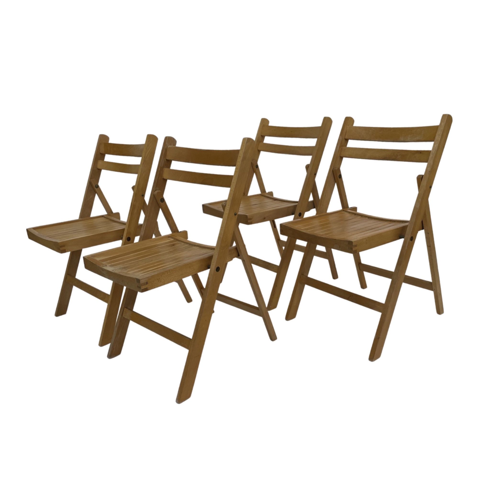 Set of four vintage wooden folding chair minimalism design 60s