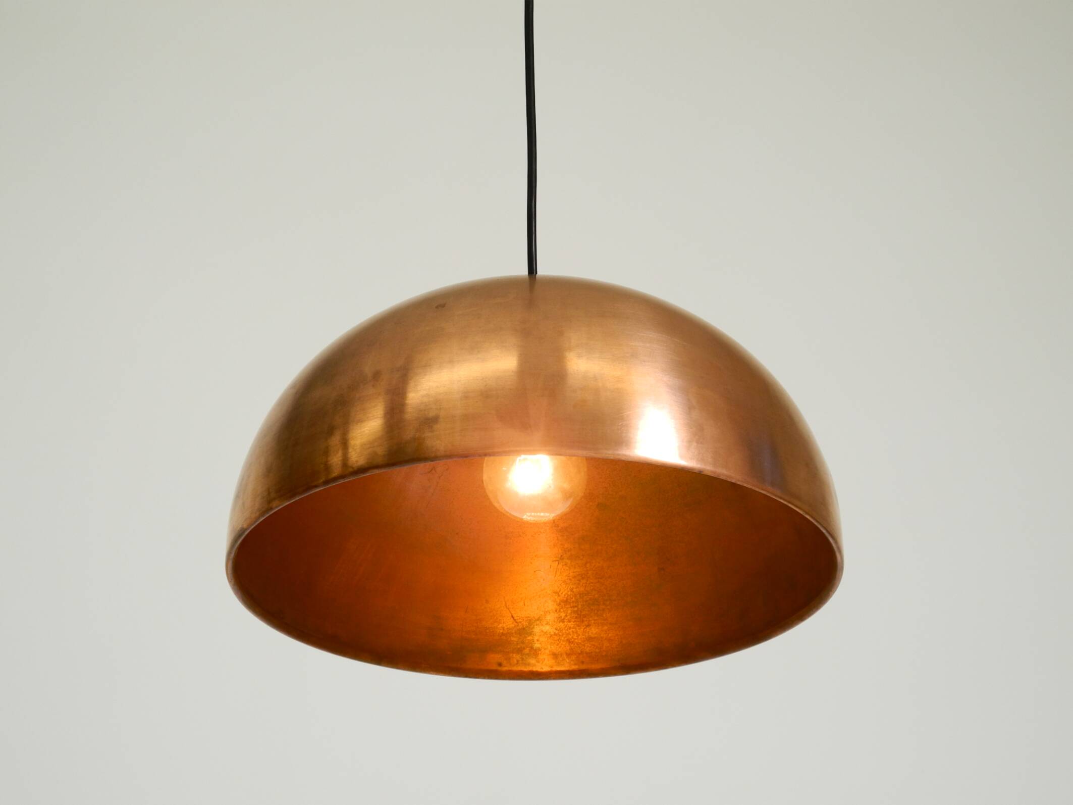 Original Italian Mid Century Modern copper dome pendant light