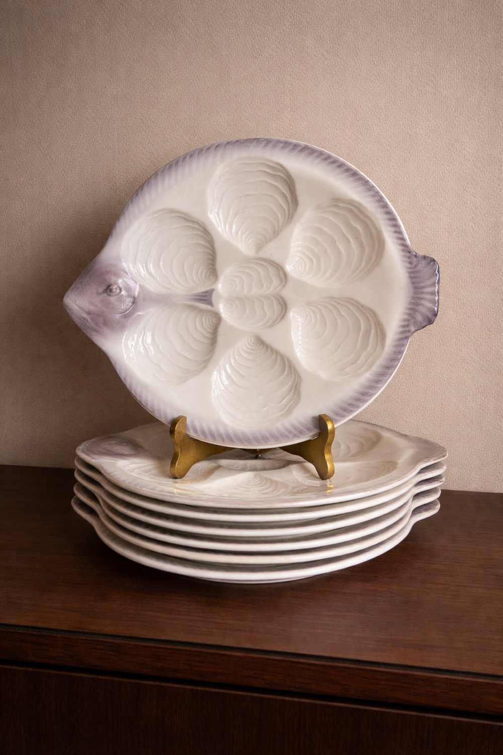 Fish-shaped oyster plates West Germany