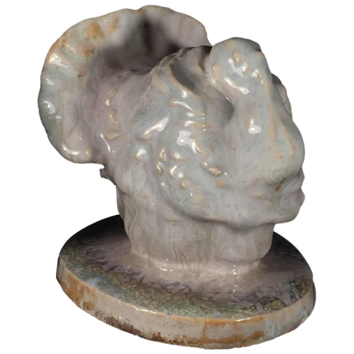 Art Deco ceramic animal sculpture, White Turkey, circa 1930