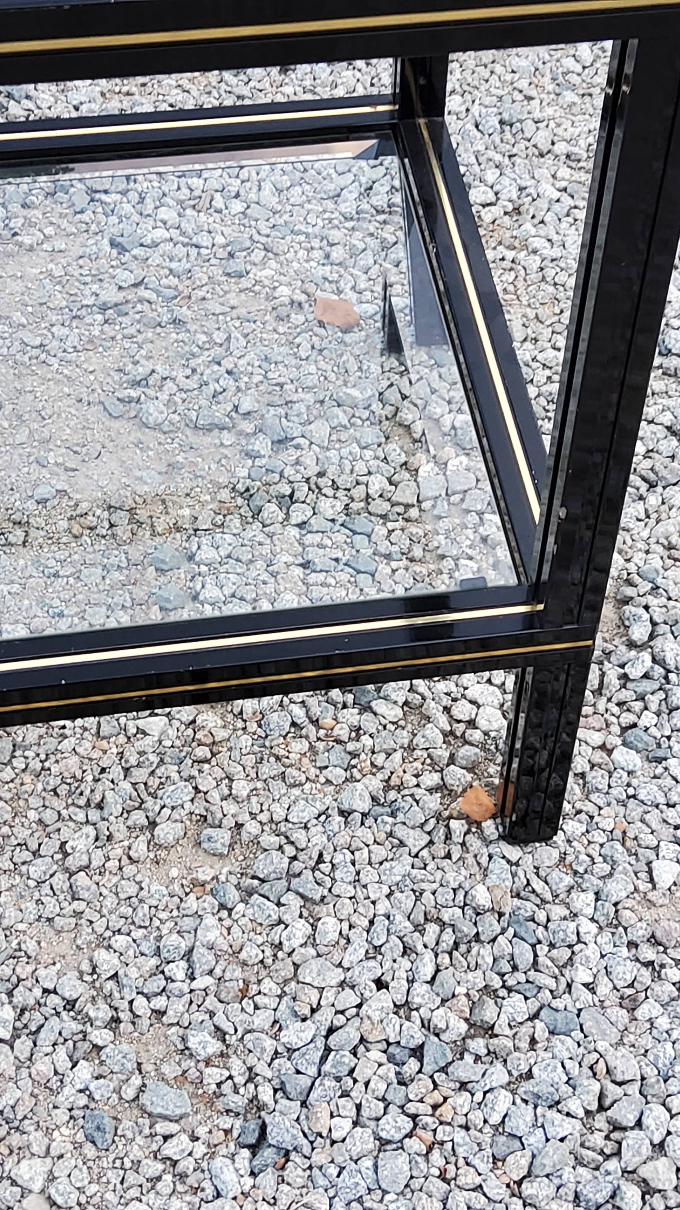 Side table end of sofa Pierre Vandel in metal and glass tops