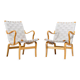 Bruno Mathsson Eva Armchairs in Beech & Linen, Mid Century Swedish Design 1960’s