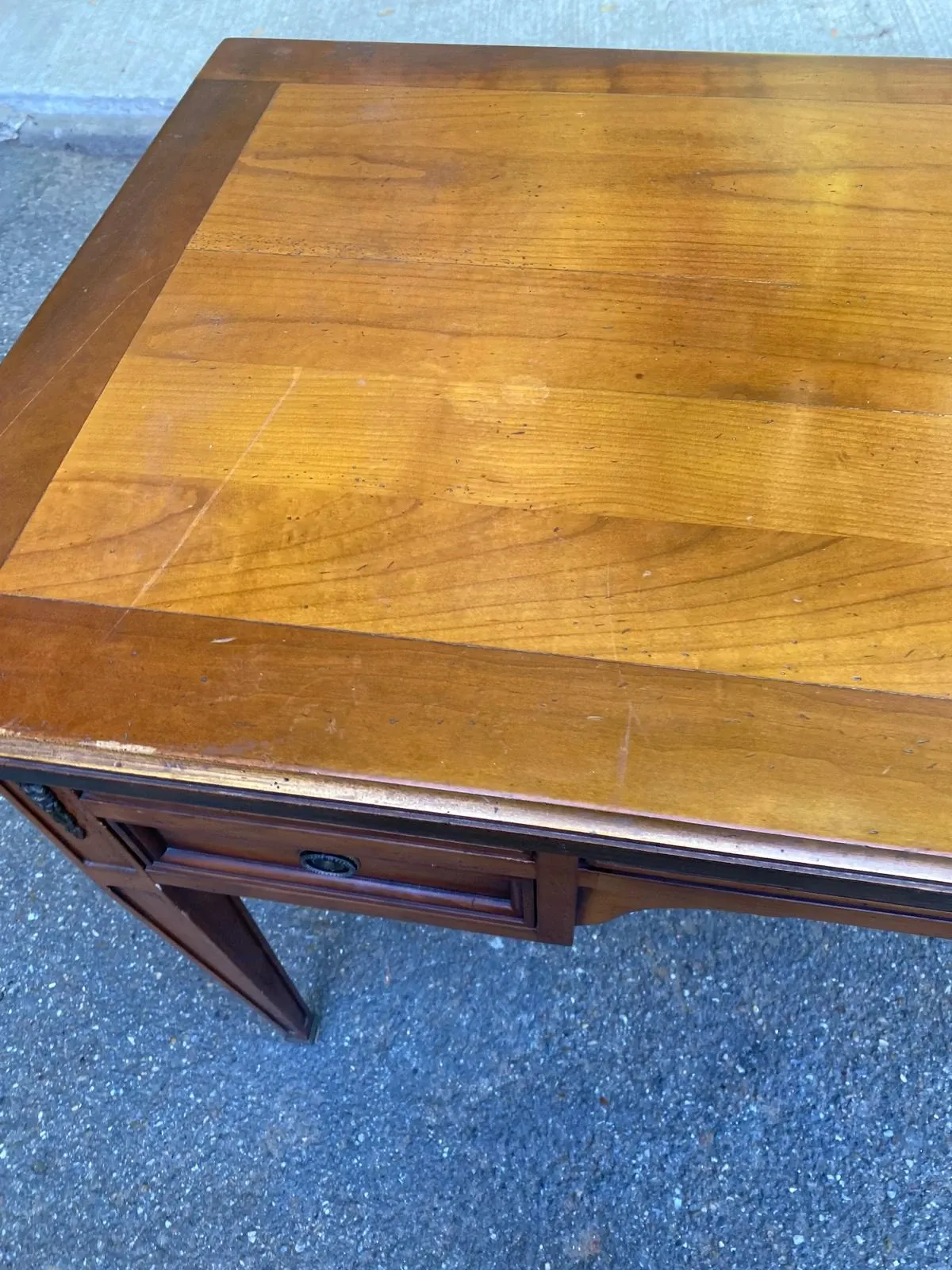 Roche Bobois desk in solid cherry wood in Louis XVI style with pull-outs.