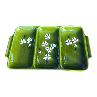 Former servant 3 compartments Glazed ceramic Signed Poët-Laval Vintage pottery 50s