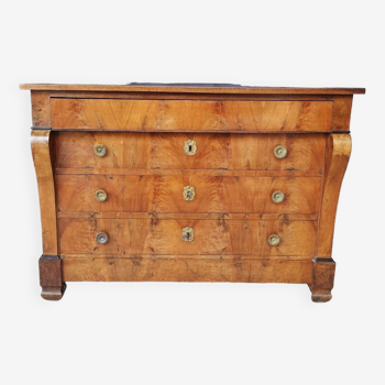 Restoration chest of drawers in walnut and burl walnut 19th