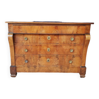 Restoration chest of drawers in walnut and burl walnut 19th