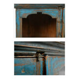 Wooden showcase with blue patina