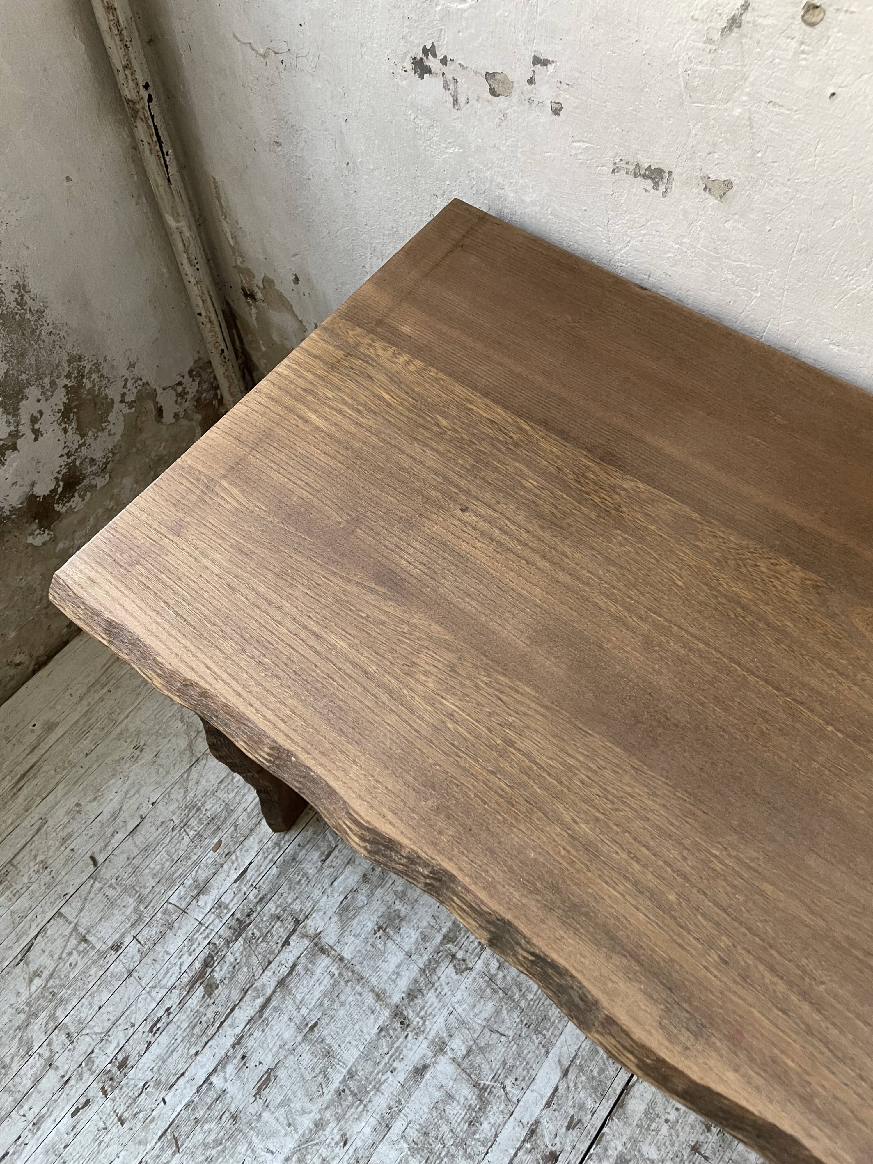 Brutalist desk in elm, signed Aranjou.