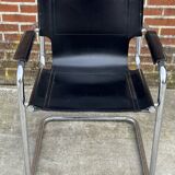 Set of 4 design cantilever chairs black and chrome design made in Italy