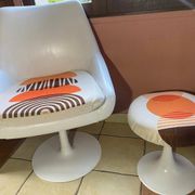 70's armchair and tulip foot stool set