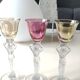 Set of 3 iridescent glasses/Caryatids/Venus base. Royal Bayel Crystal.