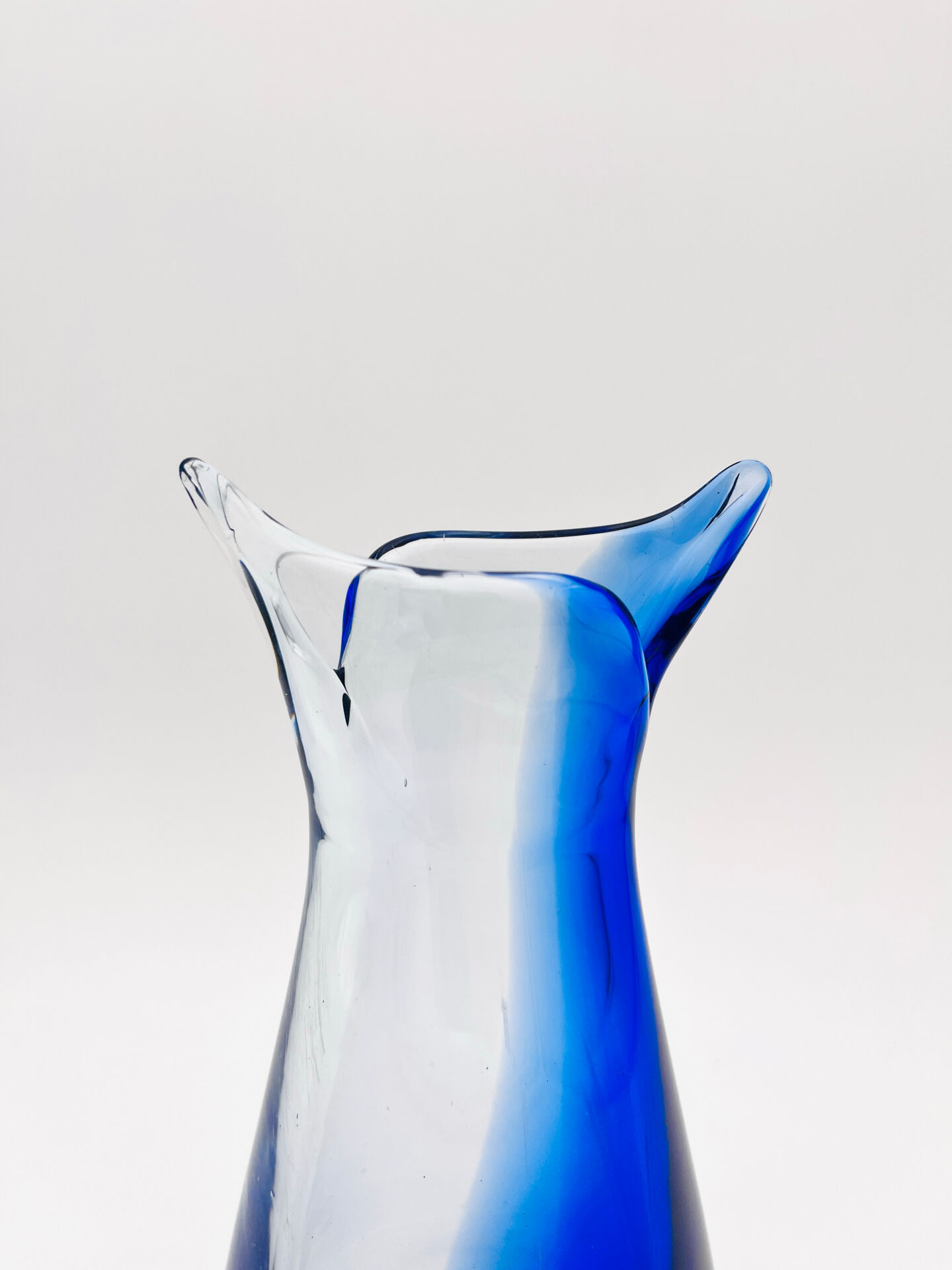 Murano Sommerso Two-Coloured Cobalt Blue Vase Sculpture