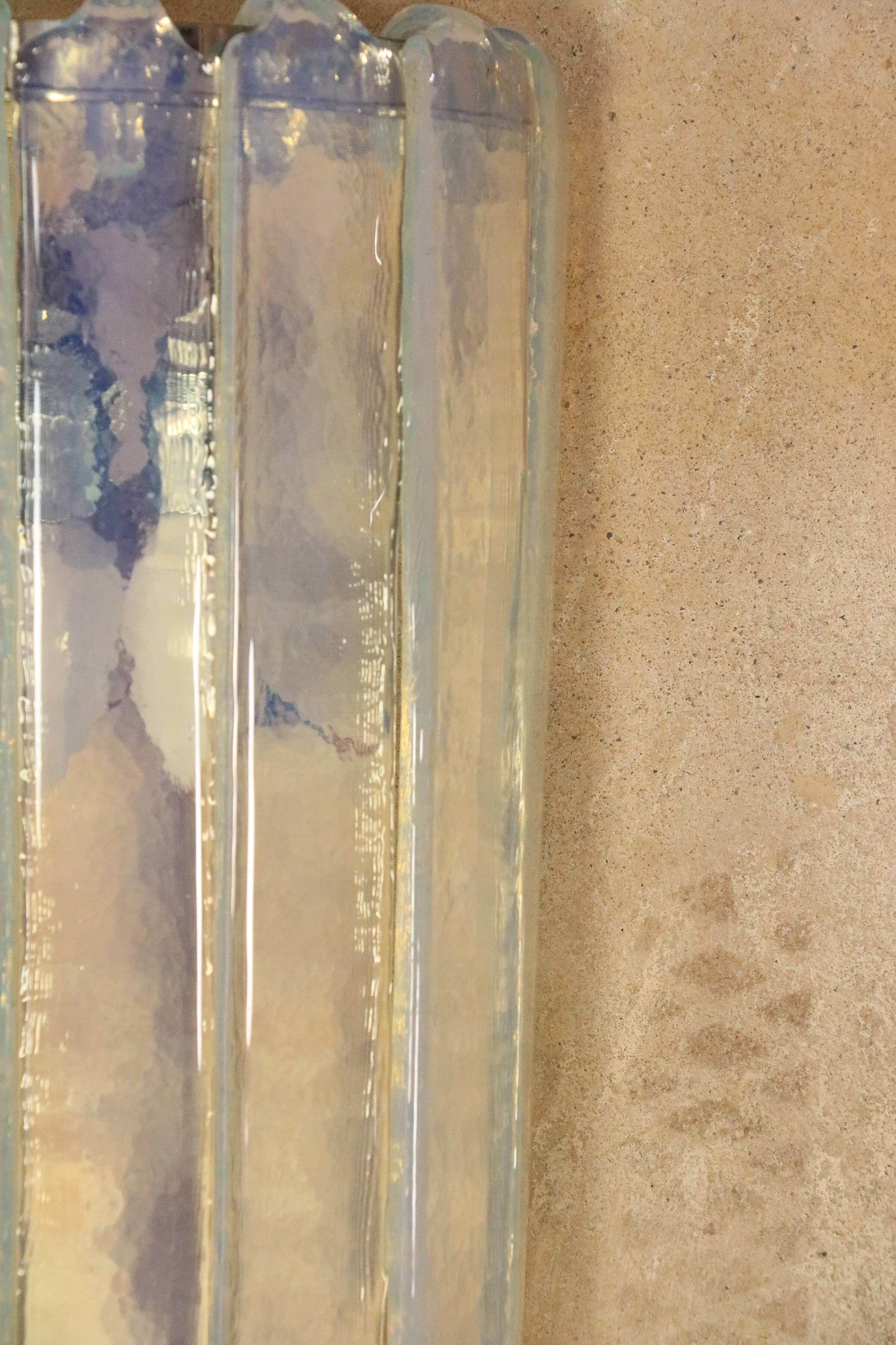 1 x Wall lamp by Carlo Nason for Mazzega, Cascade, Ice Blue, 1970s